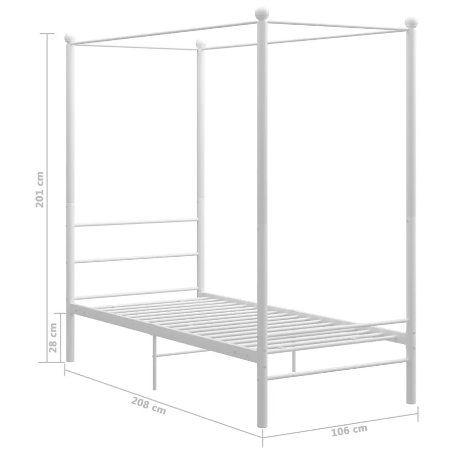 Cadre de lit à baldaquin sans matelas blanc métal 100x200 cm - 6