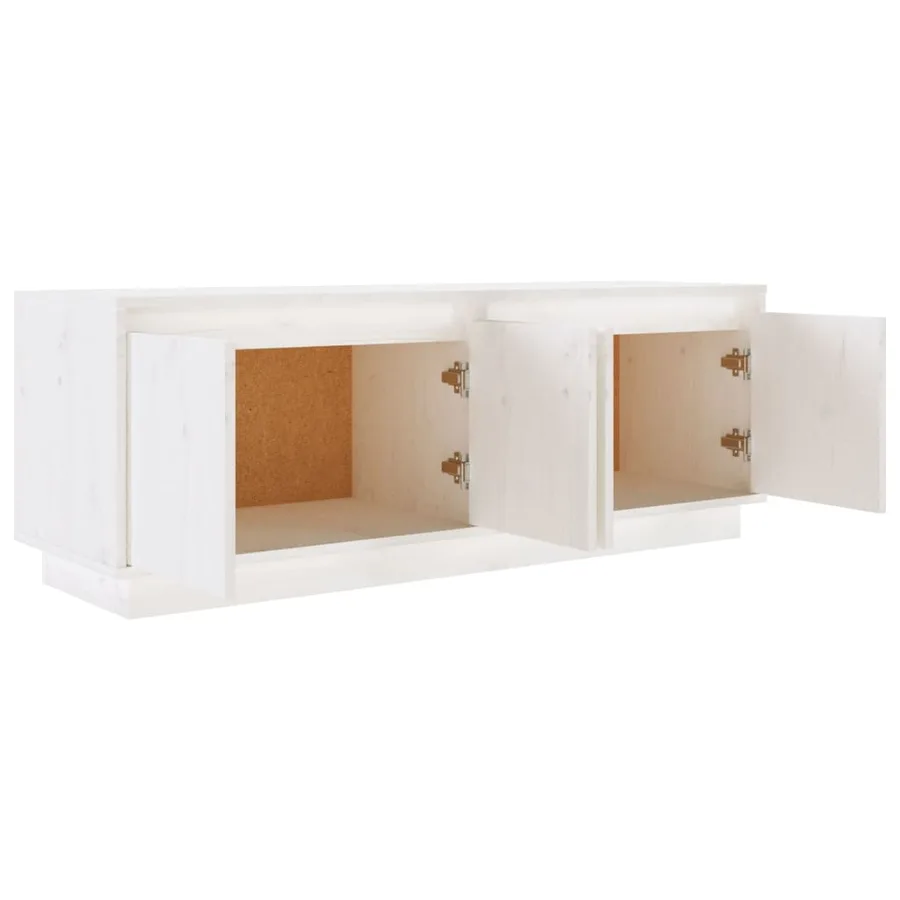 Meuble TV Blanc 110x34x40 cm Bois de pin massif - 6