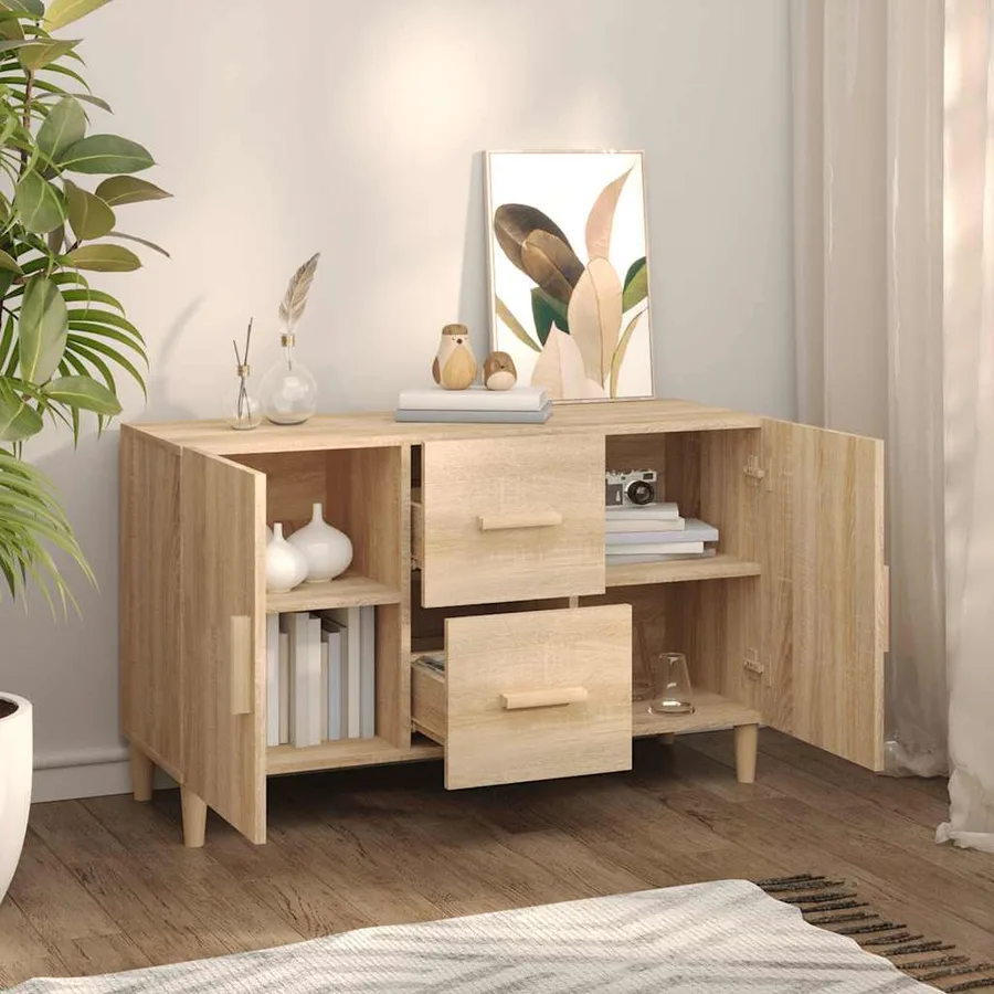 Buffet chêne sonoma 100x36x60 cm bois d'ingénierie - 7