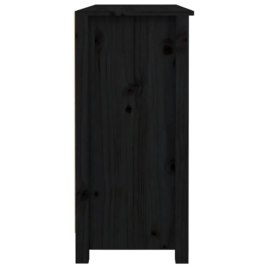 Buffet Noir 100x35x74,5 cm Bois massif de pin - 7