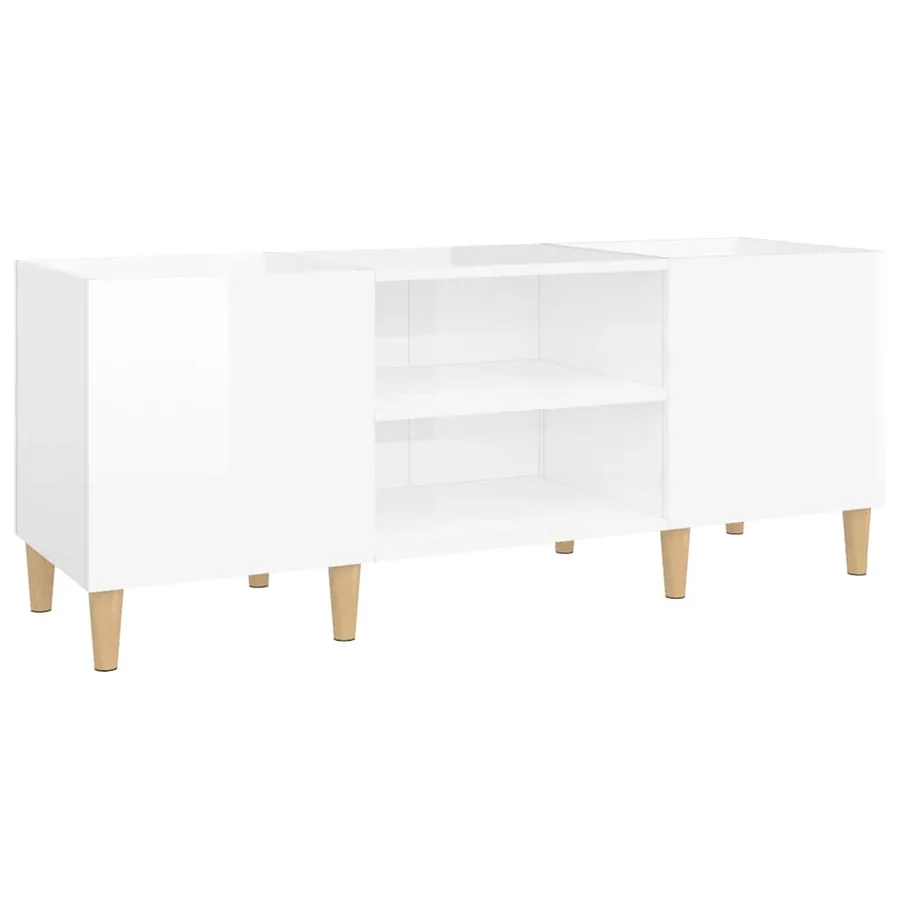 Armoire à disques blanc brillant 121x38x48 cm bois d'ingénierie - 2