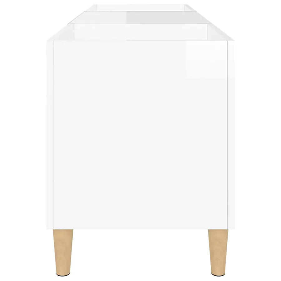 Armoire à disques blanc brillant 121x38x48 cm bois d'ingénierie - 6