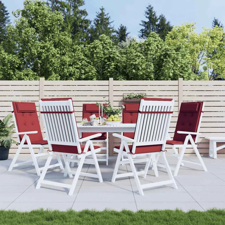 Coussins de chaise à dossier haut lot de 6 rouge bordeaux
