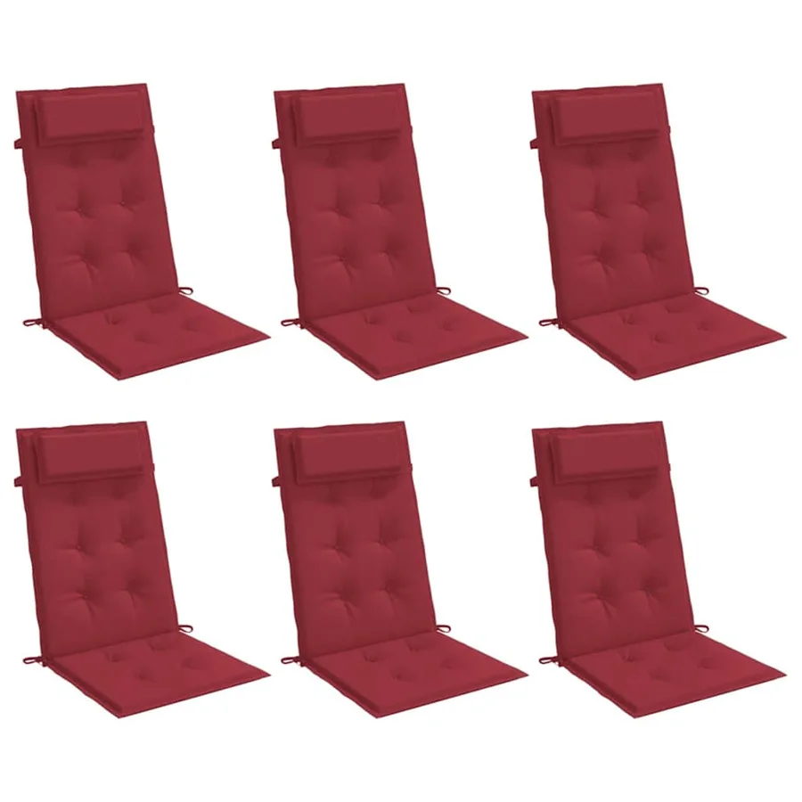Coussins de chaise à dossier haut lot de 6 rouge bordeaux - 3