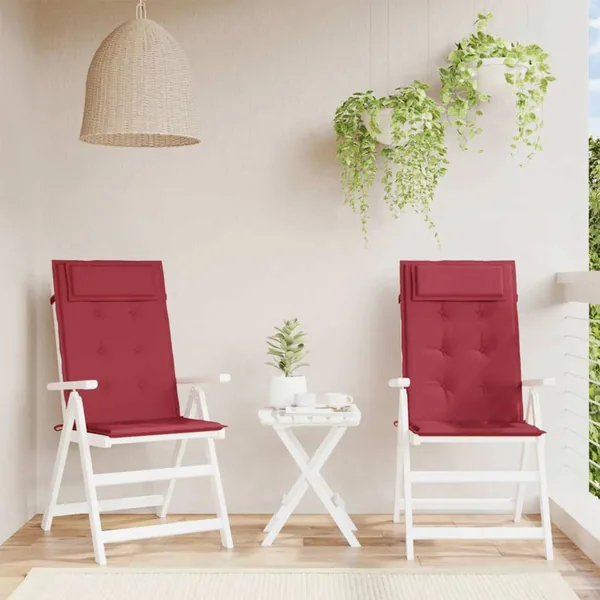 Coussins de chaise à dossier haut lot de 2 rouge bordeaux