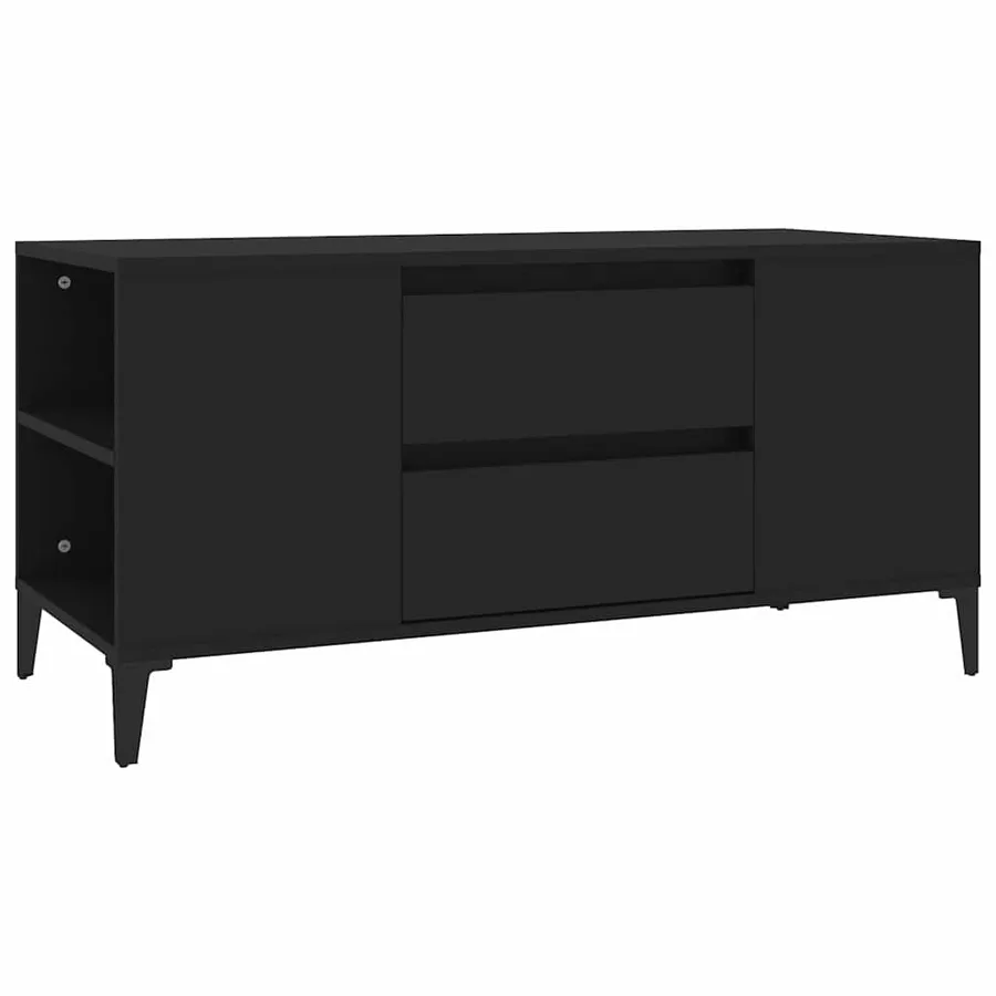 Meuble TV Noir 102x44,5x50 cm Bois d'ingénierie - 2
