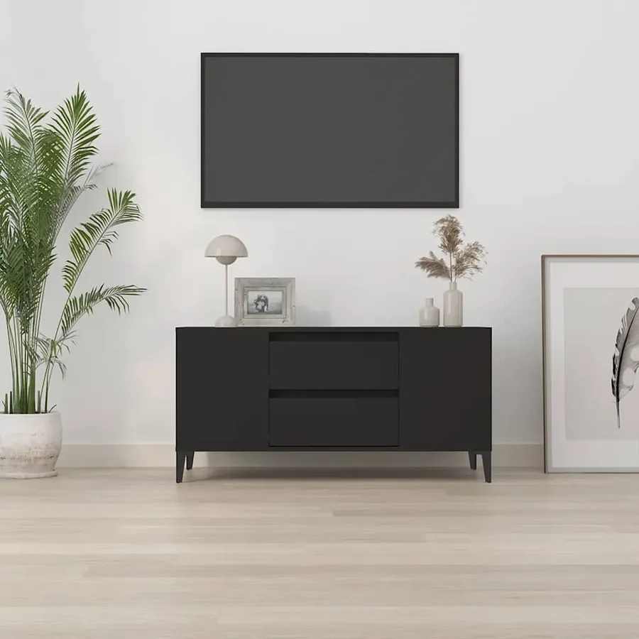 Meuble TV Noir 102x44,5x50 cm Bois d'ingénierie - 3