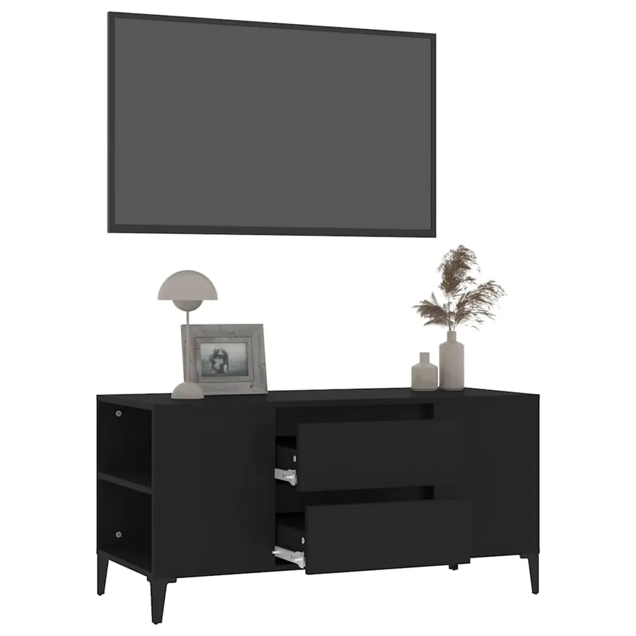 Meuble TV Noir 102x44,5x50 cm Bois d'ingénierie - 5