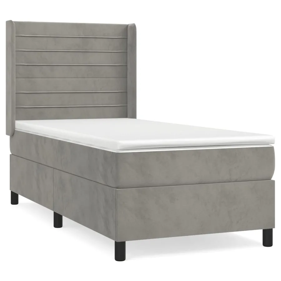 Sommier à lattes de lit et matelas Gris clair 80x200 cm Velours - 2