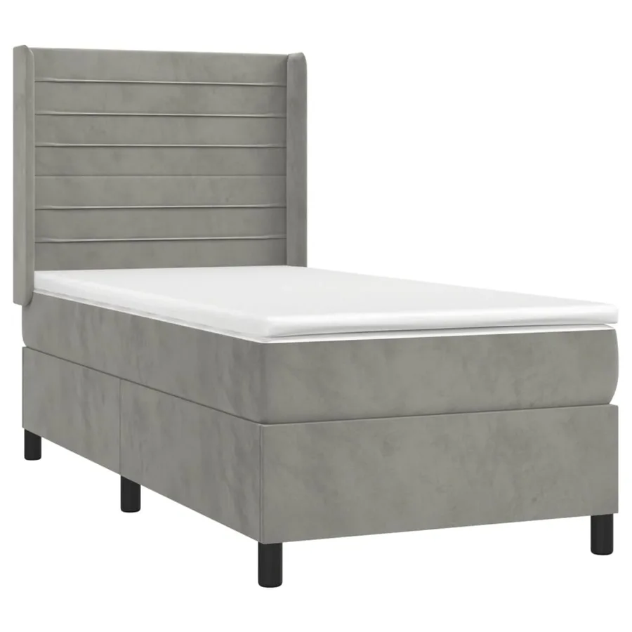 Sommier à lattes de lit et matelas Gris clair 80x200 cm Velours - 3