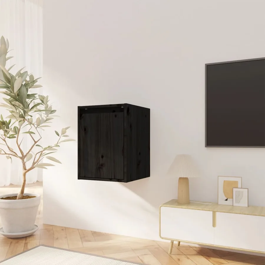 Armoires murales 2 pcs Noir 30x30x40 cm Bois de pin massif - 3