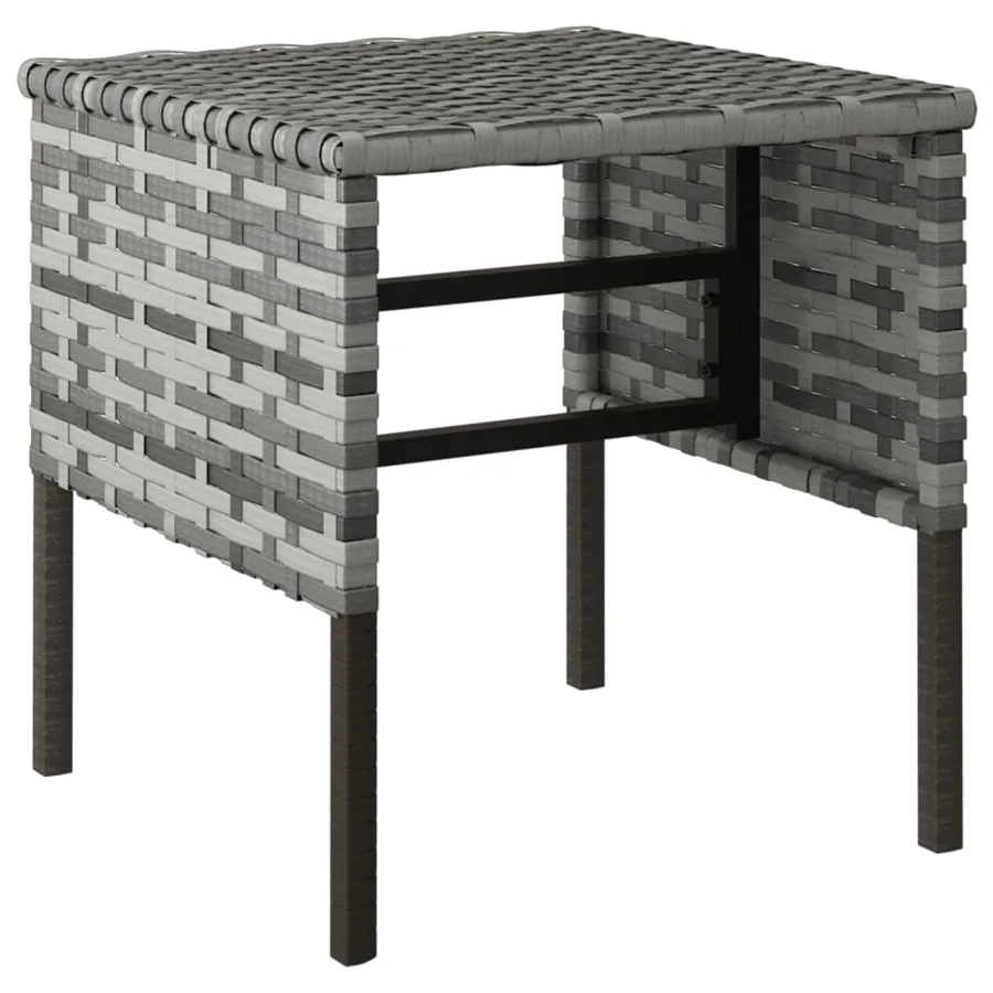 Repose-pieds de jardin et coussins lot de 4 Gris Résine tressée - 4