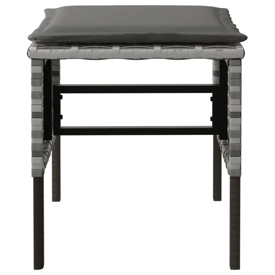 Repose-pieds de jardin et coussins lot de 4 Gris Résine tressée - 5
