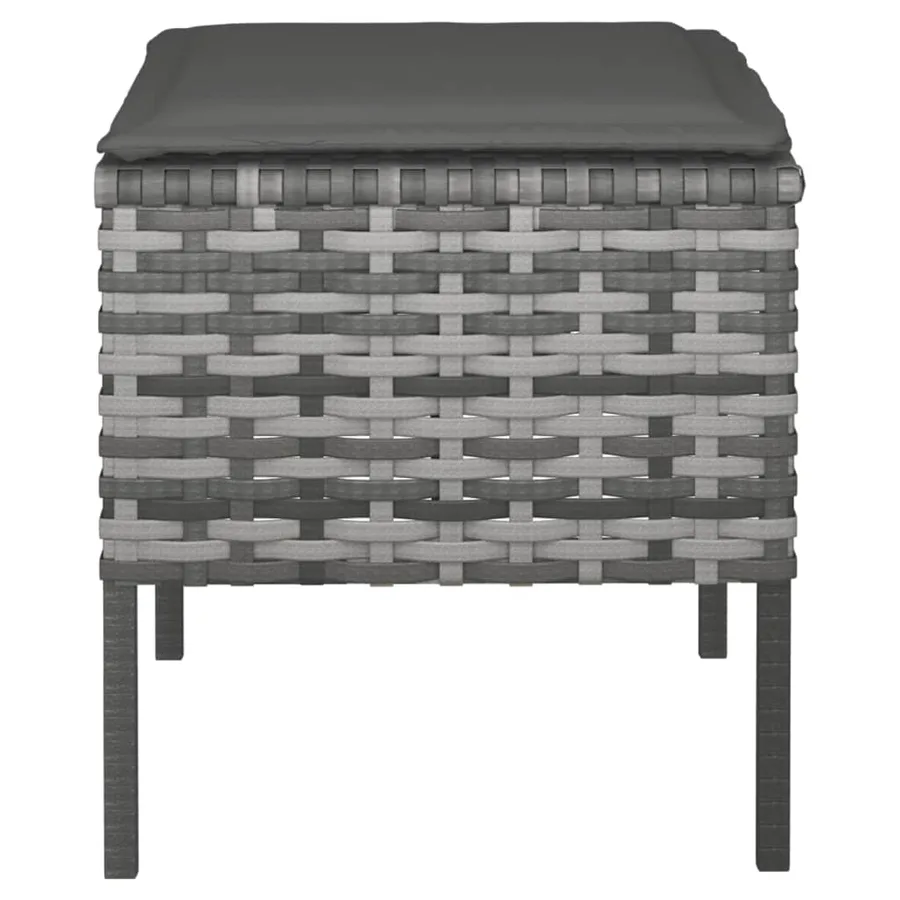 Repose-pieds de jardin et coussins lot de 4 Gris Résine tressée - 6