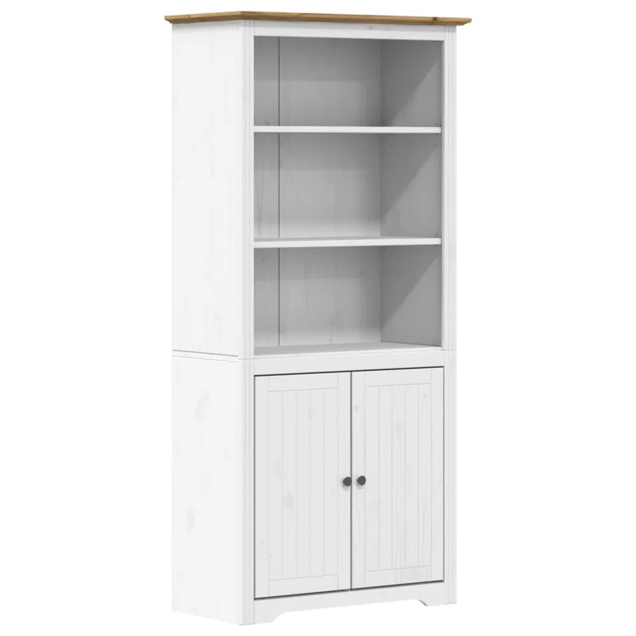 Bibliothèque BODO blanc and marron 82x40x173 cm bois massif pin - 2
