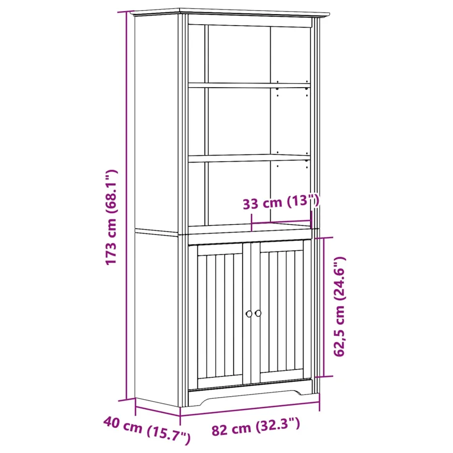 Bibliothèque BODO blanc and marron 82x40x173 cm bois massif pin - 8