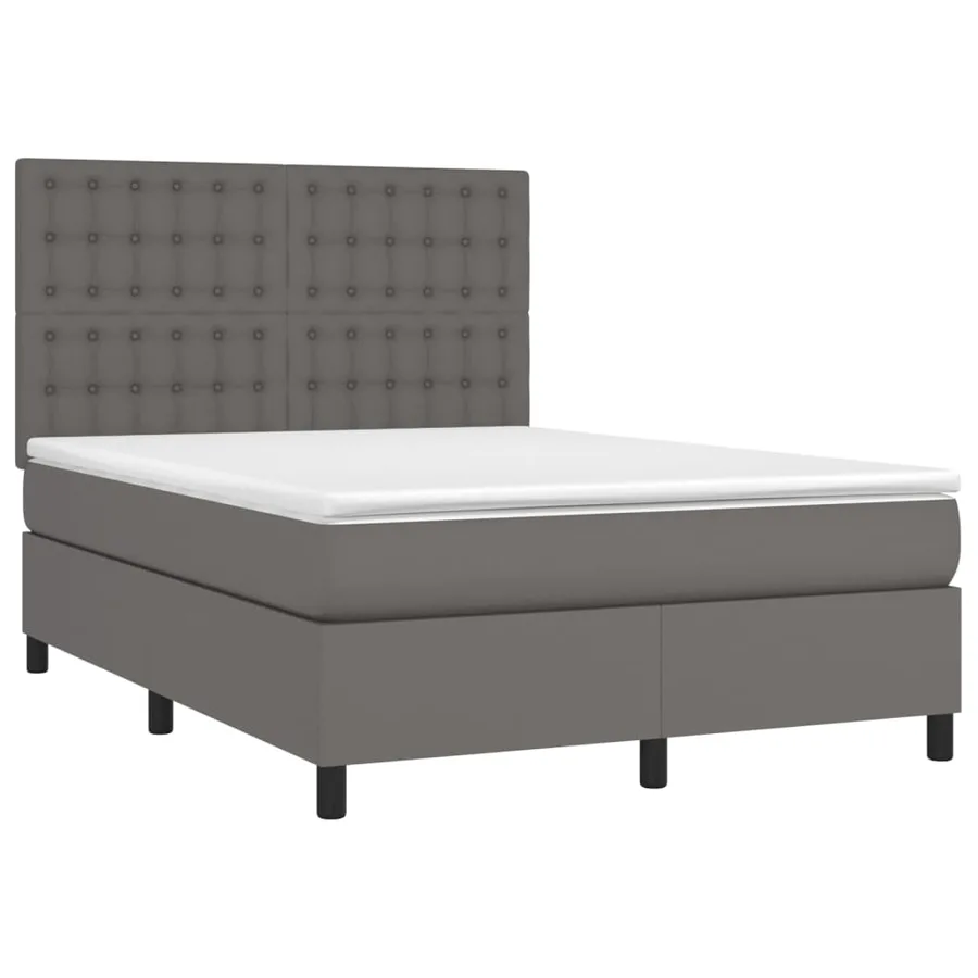Sommier à lattes de lit avec matelas et LED Gris 140x200 cm - 3