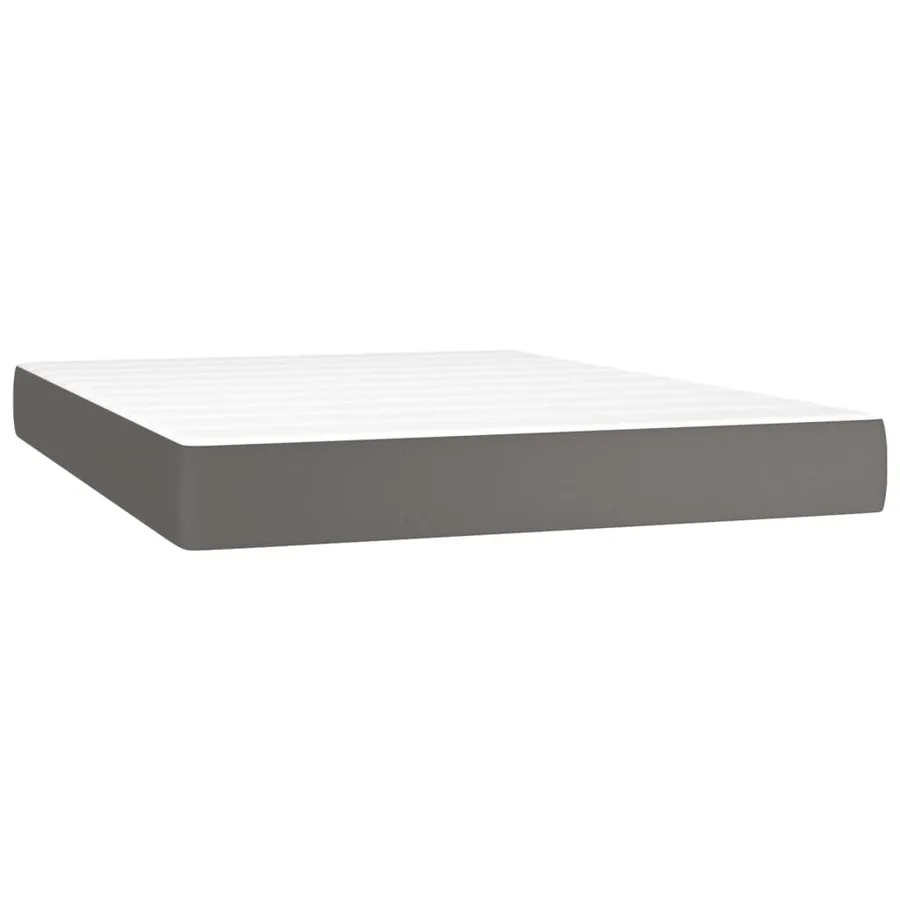 Sommier à lattes de lit avec matelas et LED Gris 140x200 cm - 6