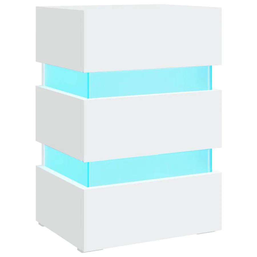 Table de chevet à LED blanc 45x35x67 cm bois d'ingénierie - 2