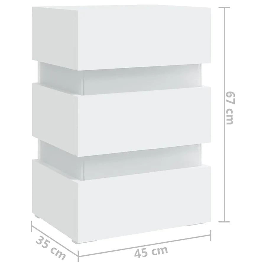 Table de chevet à LED blanc 45x35x67 cm bois d'ingénierie - 9