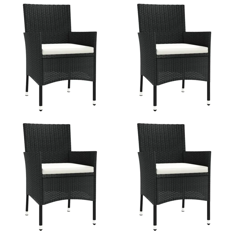Ensemble à manger de jardin coussins 5pcs Noir Résine tressée - 4
