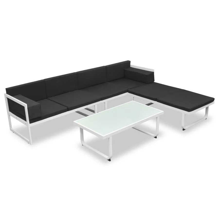 Salon de jardin 4 pcs et coussins Aluminium Noir - 2