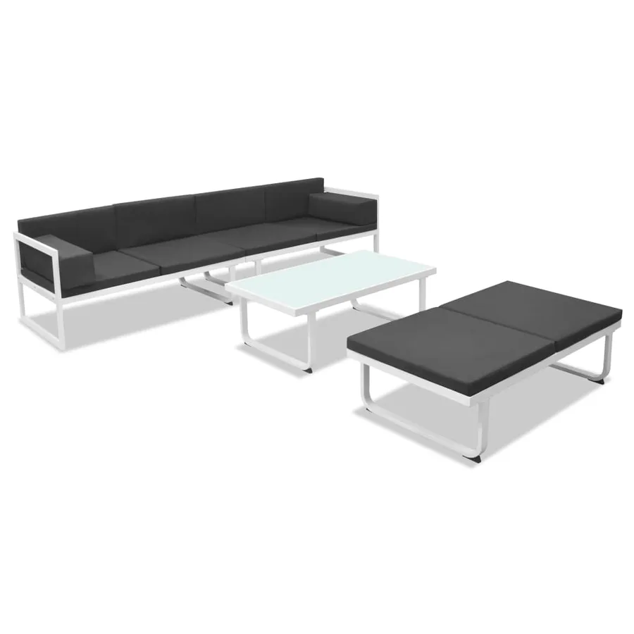 Salon de jardin 4 pcs et coussins Aluminium Noir - 3