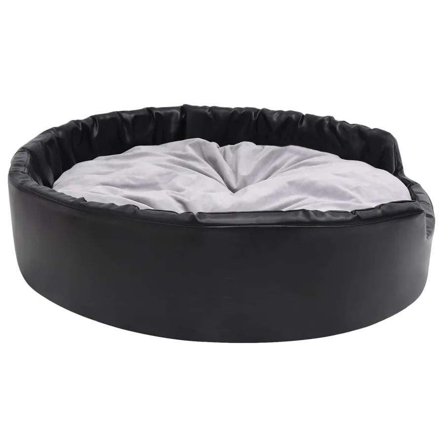 Lit chiens Noir et gris 99x89x21 cm Peluche et similicuir - 5