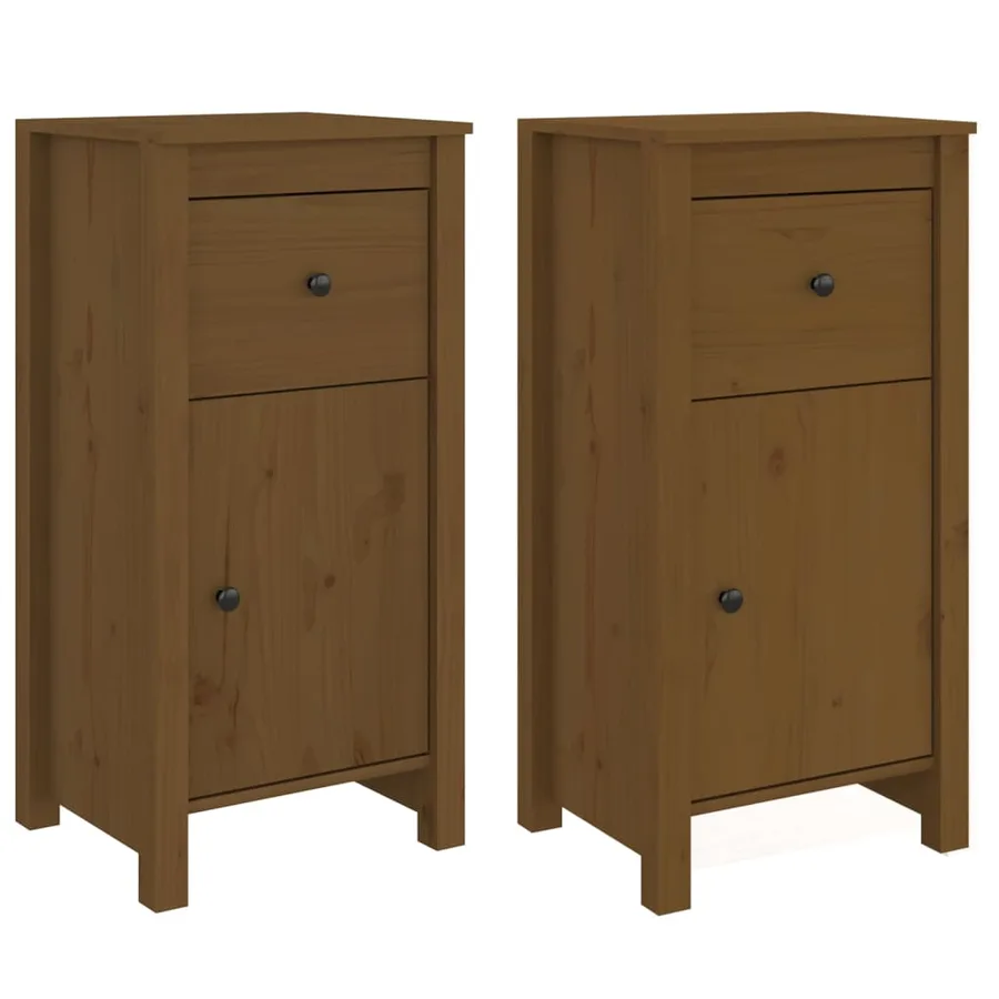Buffets 2 pcs Marron miel 40x35x80 cm Bois massif de pin - 2