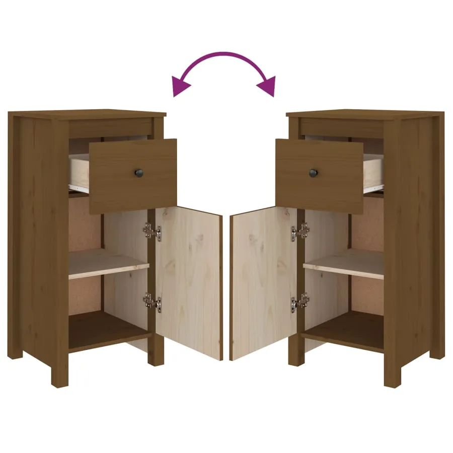 Buffets 2 pcs Marron miel 40x35x80 cm Bois massif de pin - 9