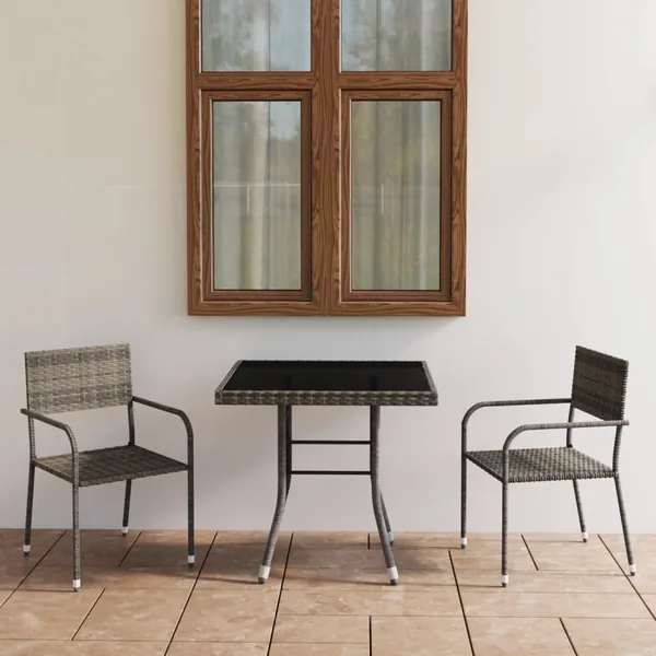 Ensemble à manger de jardin 3pcs Résine tressée Anthracite gris