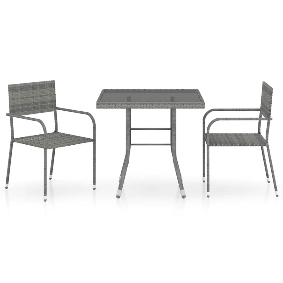 Ensemble à manger de jardin 3pcs Résine tressée Anthracite gris - 2