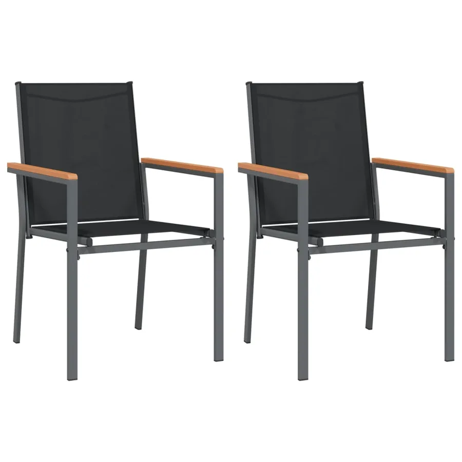 Ensemble à manger de jardin 3 pcs noir textilène et acier - 4