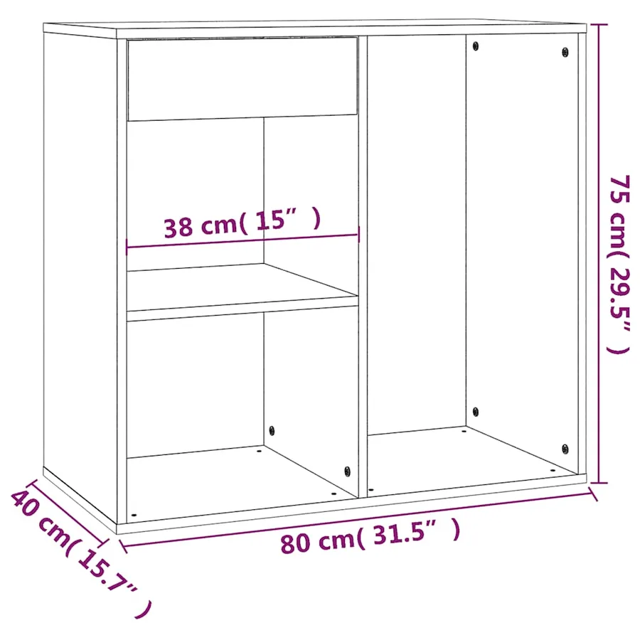 Armoire cosmétique Chêne fumé 80x40x75 cm Bois d'ingénierie - 8