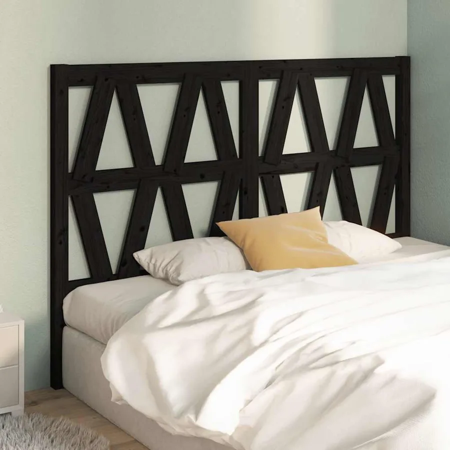 Tête de lit Noir 166x4x100 cm Bois massif de pin - 4