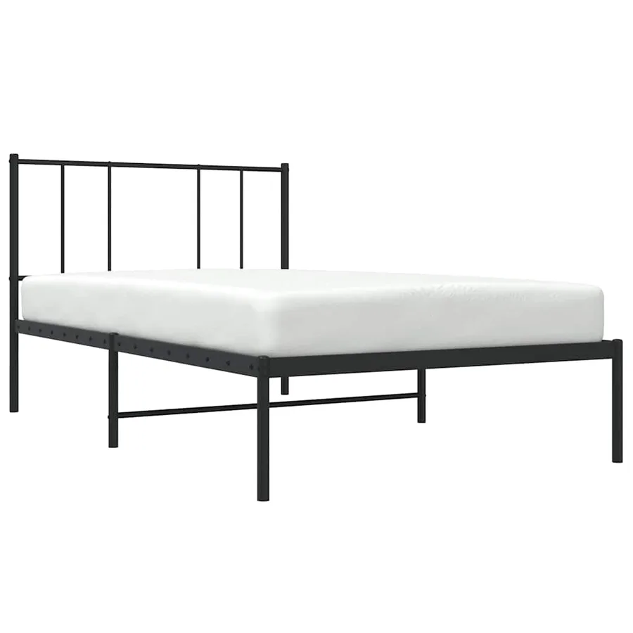 Cadre de lit métal sans matelas avec tête de lit noir 90x190 cm - 5