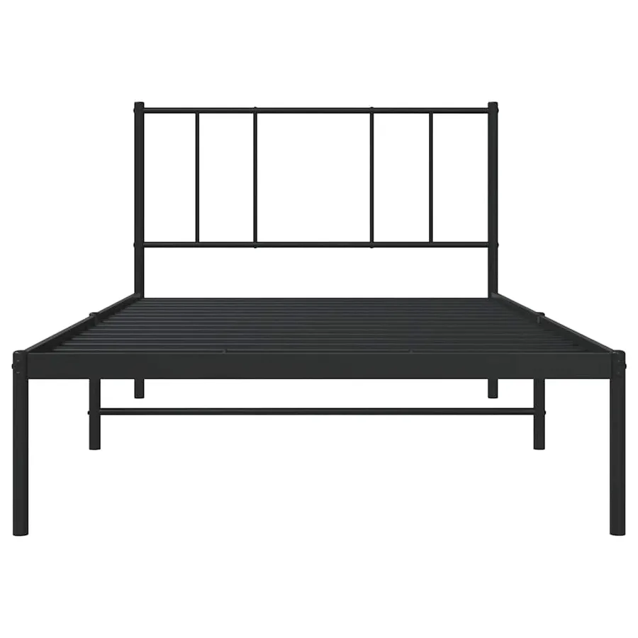 Cadre de lit métal sans matelas avec tête de lit noir 90x190 cm - 6