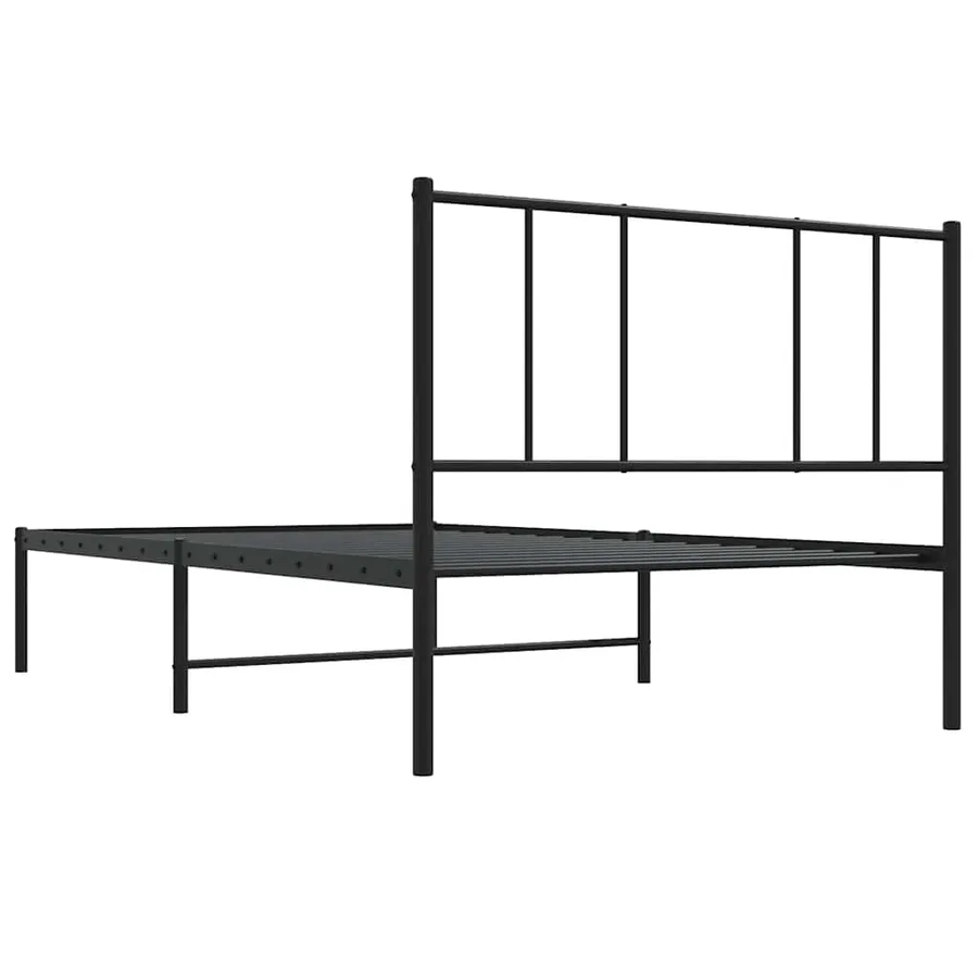 Cadre de lit métal sans matelas avec tête de lit noir 90x190 cm - 8