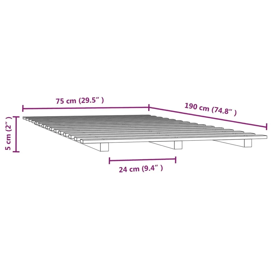Cadre de lit sans matelas 75x190 cm bois de pin massif - 8