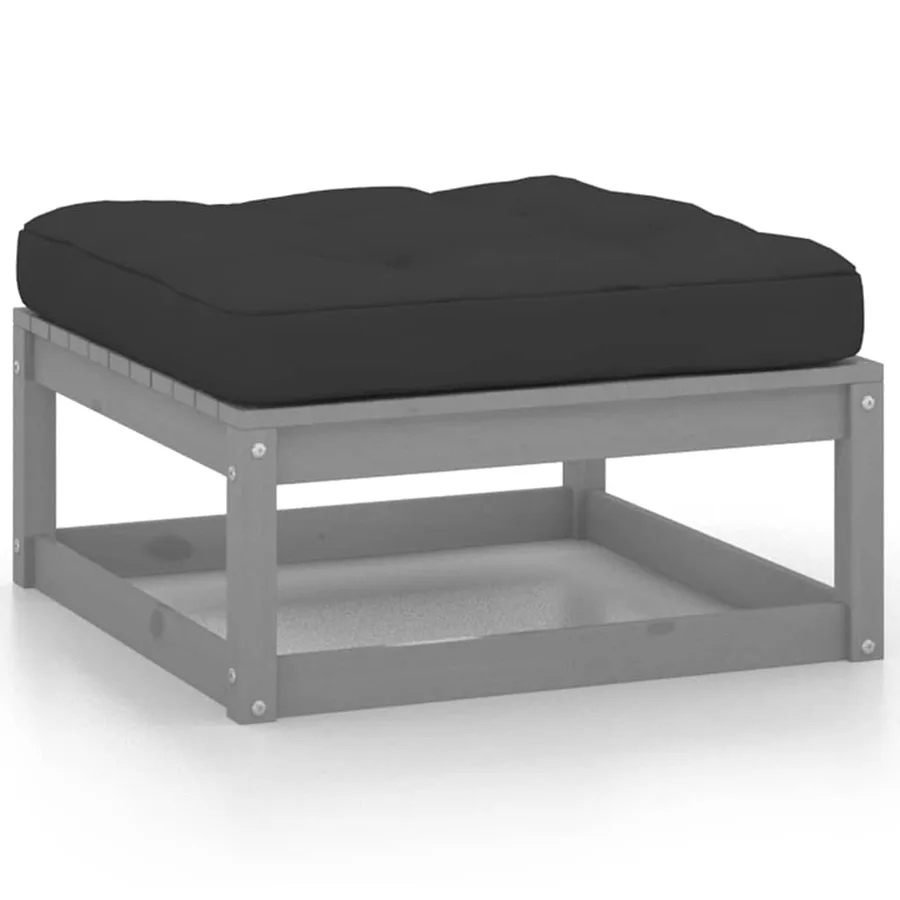 Repose-pieds de jardin avec coussins lot de 2 Gris Bois de pin - 2