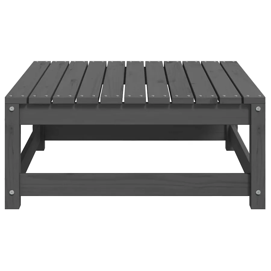 Repose-pieds de jardin avec coussins lot de 2 Gris Bois de pin - 4