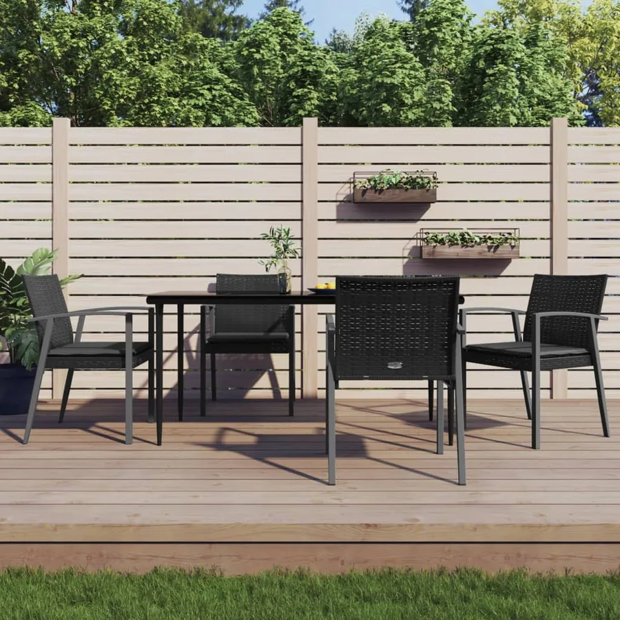 Ensemble à manger de jardin 5 pcs coussins résine tressée acier