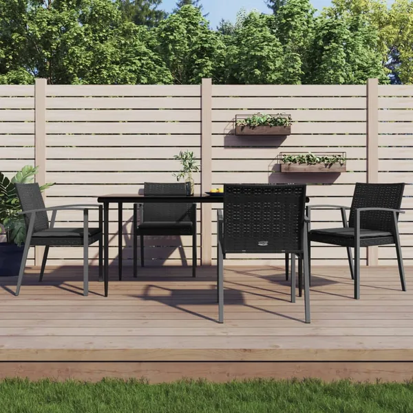 Ensemble à manger de jardin 5 pcs coussins résine tressée acier