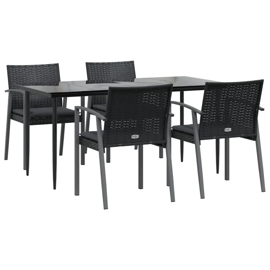 Ensemble à manger de jardin 5 pcs coussins résine tressée acier - 3
