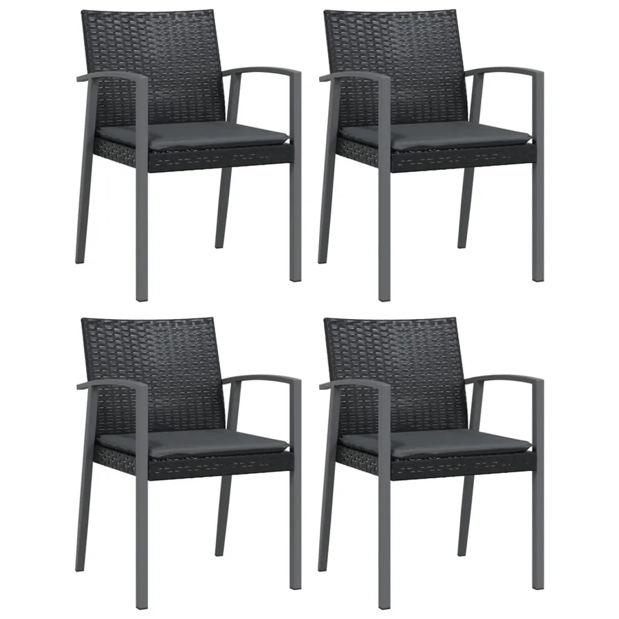 Ensemble à manger de jardin 5 pcs coussins résine tressée acier - 4