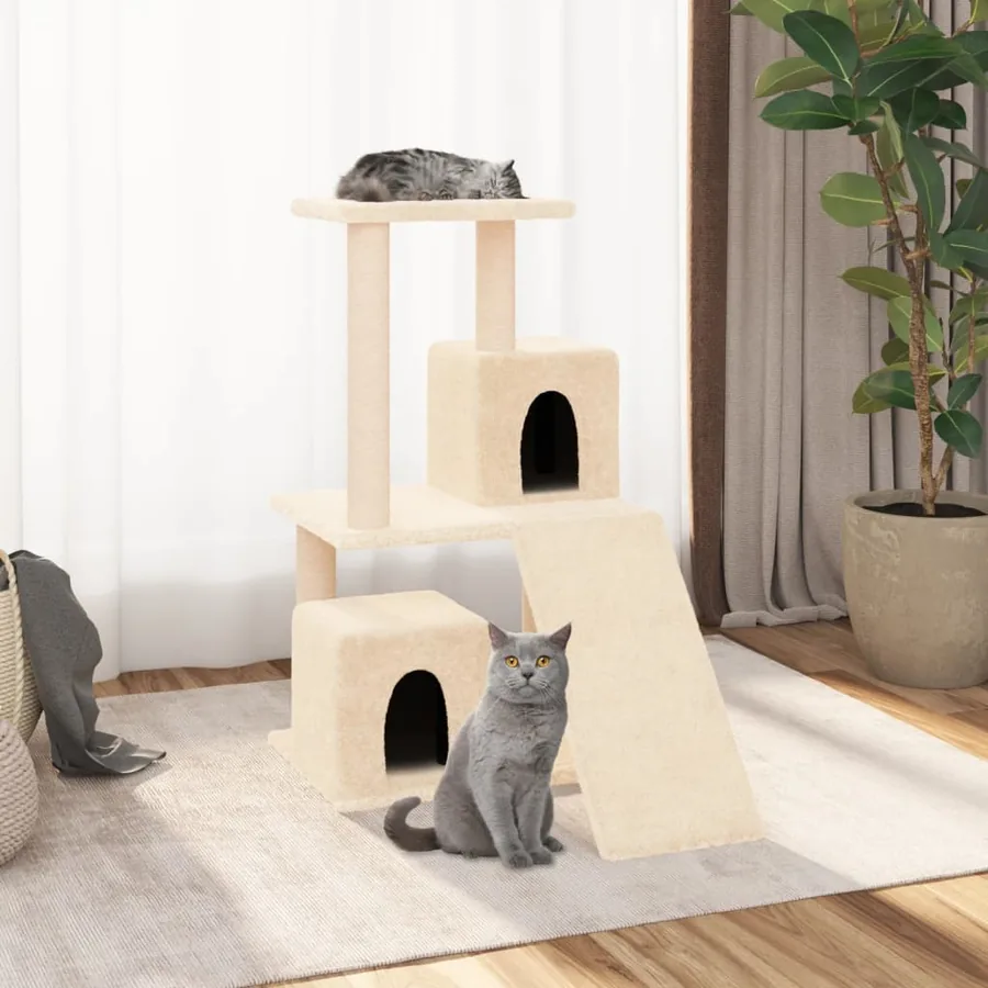 Arbre à chat avec griffoirs en sisal Crème 82 cm