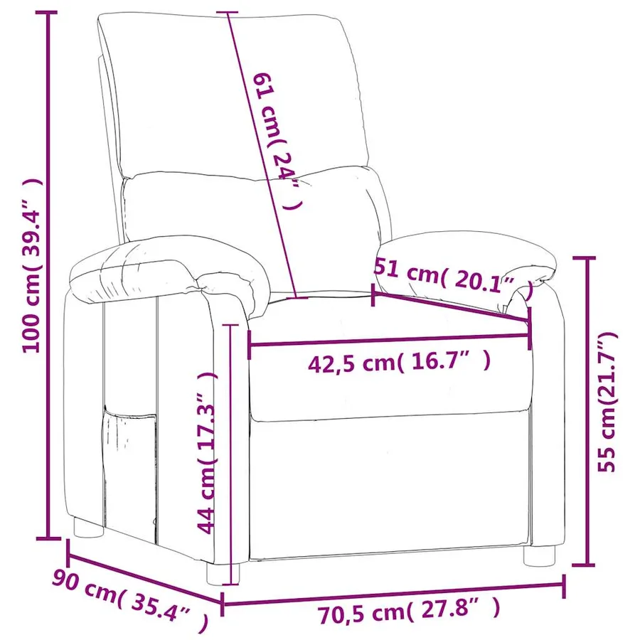 Fauteuil inclinable Marron Tissu - 9