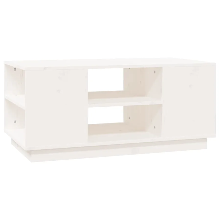 Table basse Blanc 90x49x40,5 cm Bois massif de pin - 2
