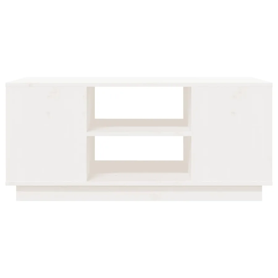 Table basse Blanc 90x49x40,5 cm Bois massif de pin - 5