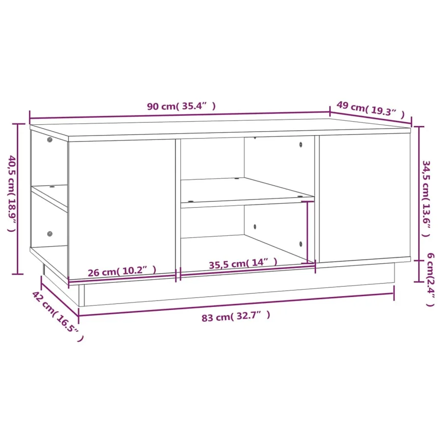 Table basse Blanc 90x49x40,5 cm Bois massif de pin - 8